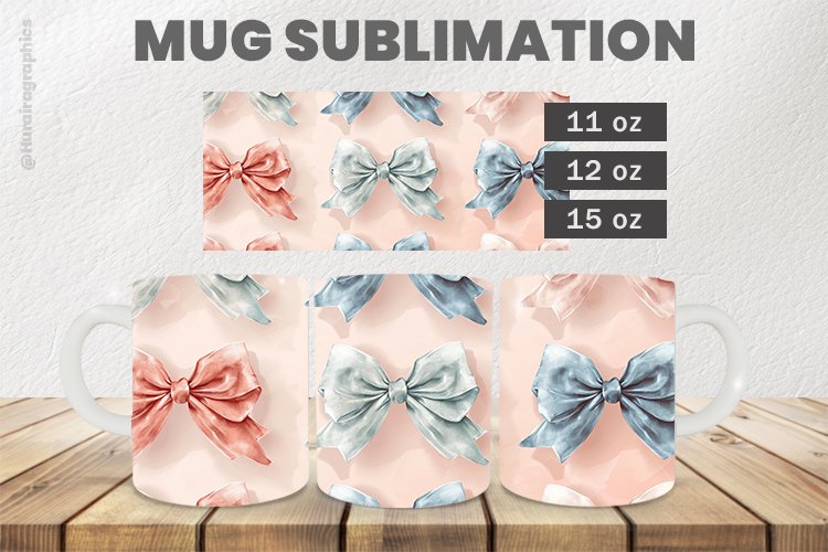 Bows Mug Wrap Sublimation |11oz, 12oz & 15oz