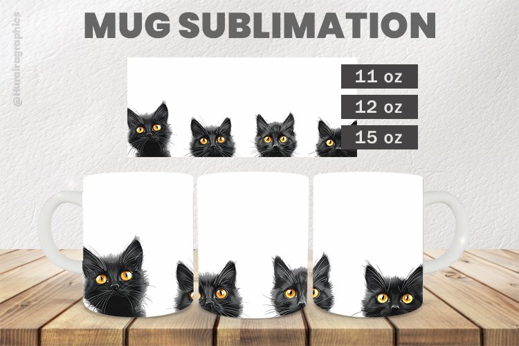 Scary Cat Mug Wrap Sublimation |11oz, 12oz & 15oz