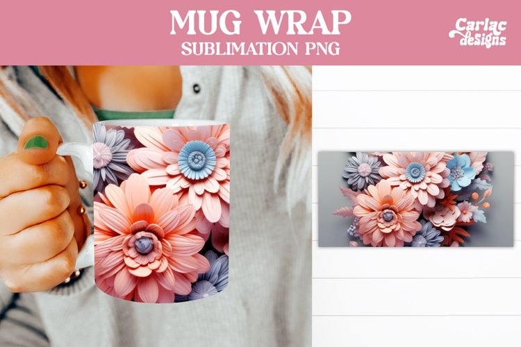 Mug Sublimation Wrap Design, Flowers Coffee Mug Design