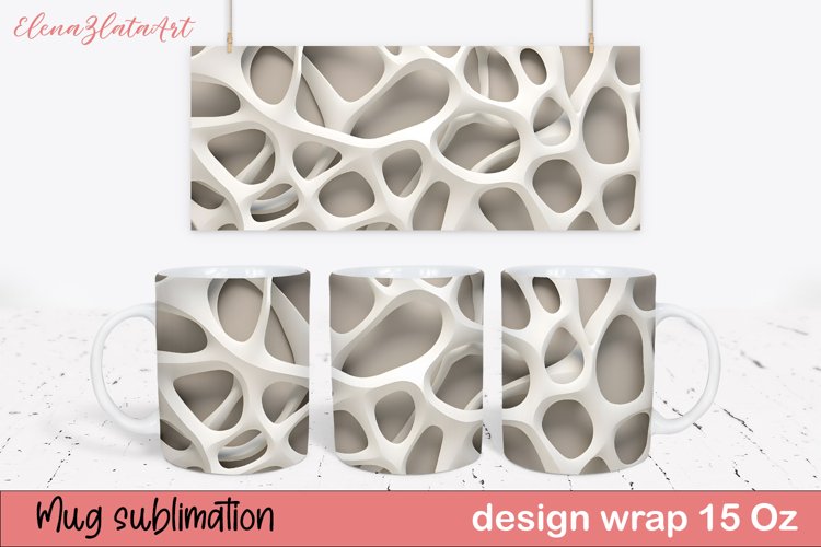 White Mug Wrap Sublimation Design | Abstract Mug Wrap example image 1