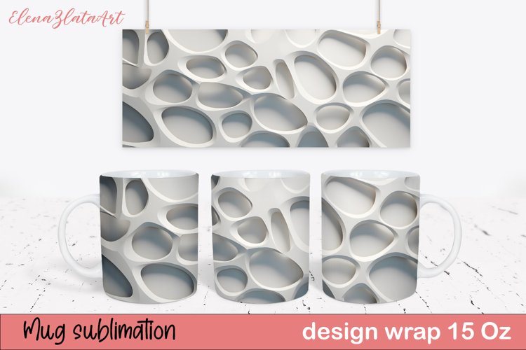 White Mug Wrap Sublimation Design | Abstract Mug Wrap