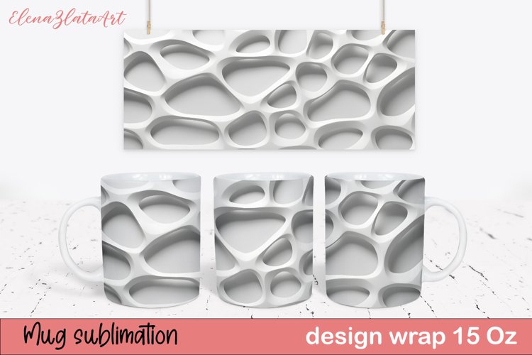White Mug Wrap Sublimation Design | Abstract Mug Wrap example image 1