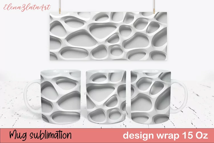 White Mug Wrap Sublimation Design | Abstract Mug Wrap