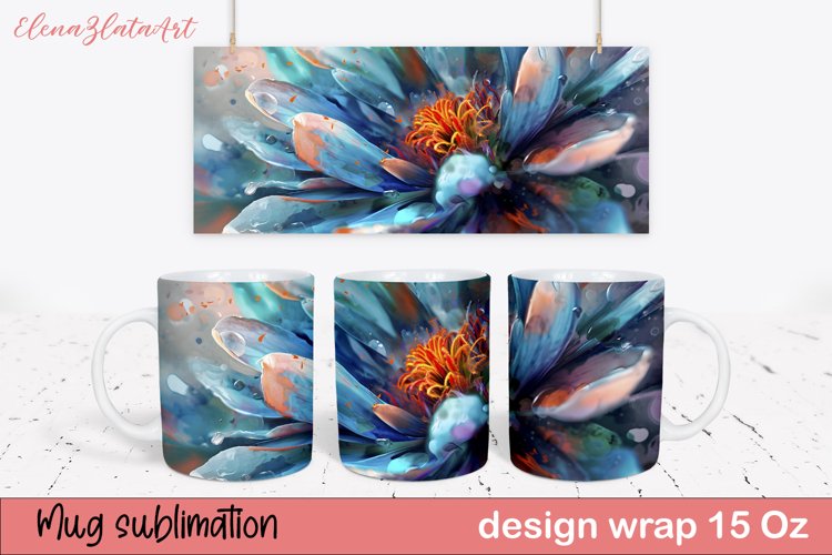 3D Mug Wrap PNG, 3D Flowers Mug Sublimation Designs