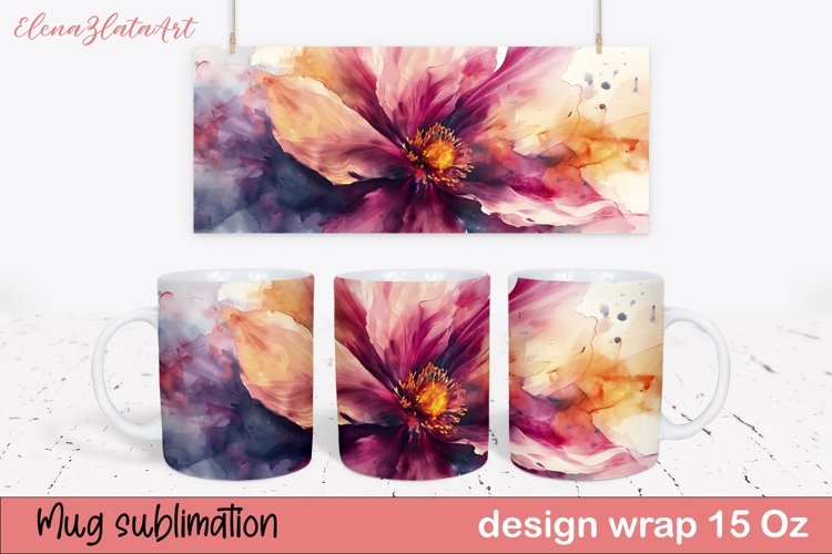 3D Mug Wrap PNG, 3D Flowers Mug Sublimation Designs