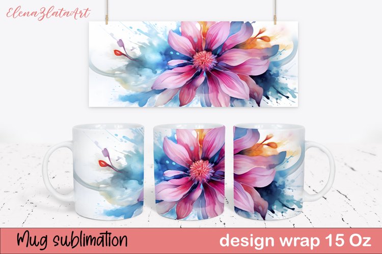 3D Mug Wrap PNG, 3D Flowers Mug Sublimation Designs