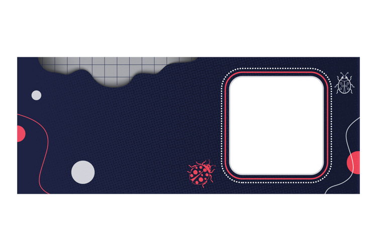 Mug template printing with beetle decoration design