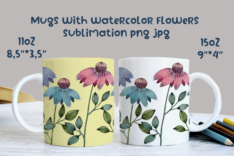 Mug watercolor flowers sublimation