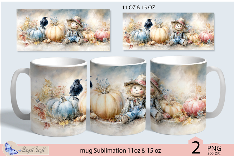 Halloween mug Sublimation|Pumpkin mug 11oz 15oz|scarecrow