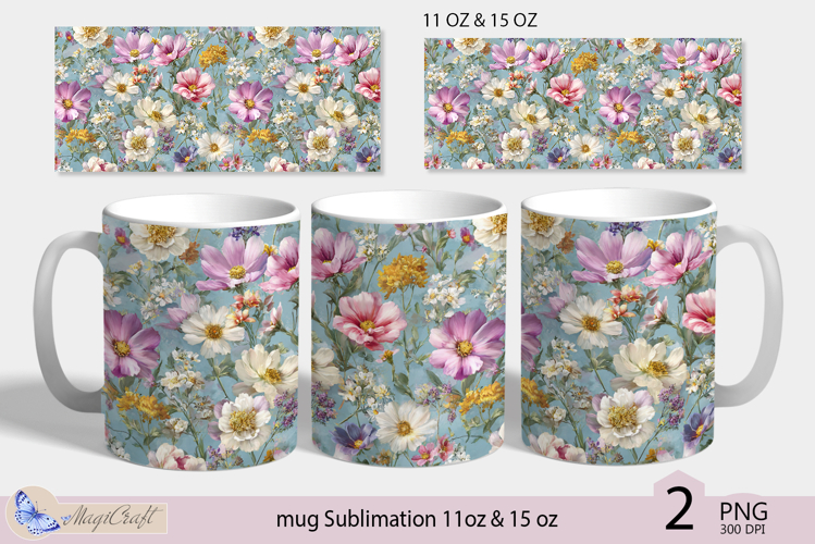Wildflowers mug Sublimation|flowers mug 11oz 15oz| Flora mug