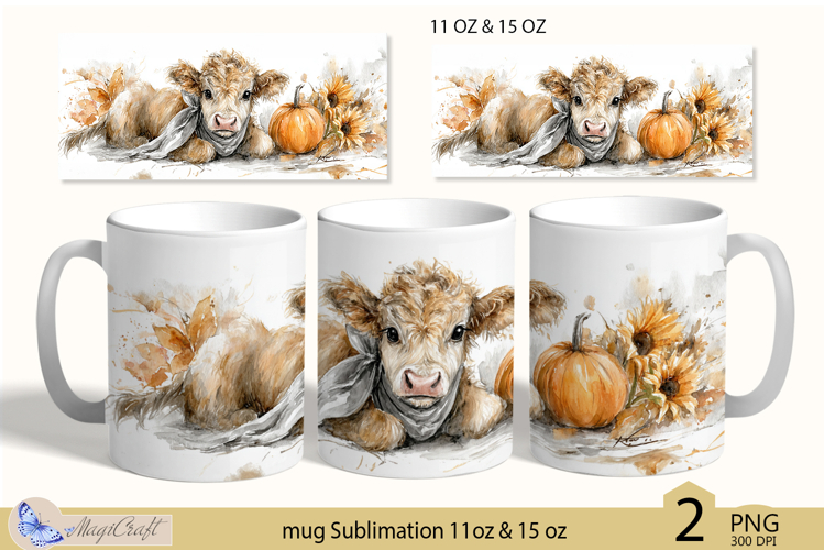 Thanksgiving cow mug Sublimation|Pumpkin mug 11oz 15oz calf