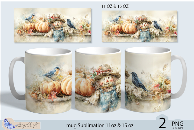Halloween mug Sublimation|Pumpkin mug 11oz 15oz|scarecrow