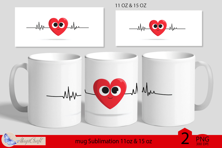 Valentines day mug wrap|red heart mug wrap heart beat line