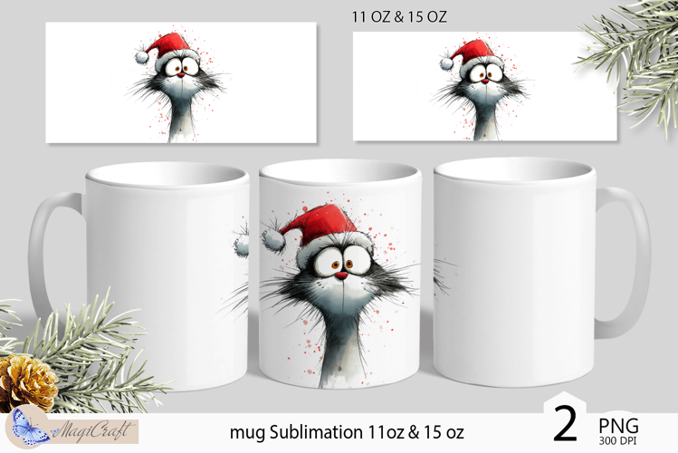 Cate black cats mug wrap Sublimation| Christmas cat mug wrap