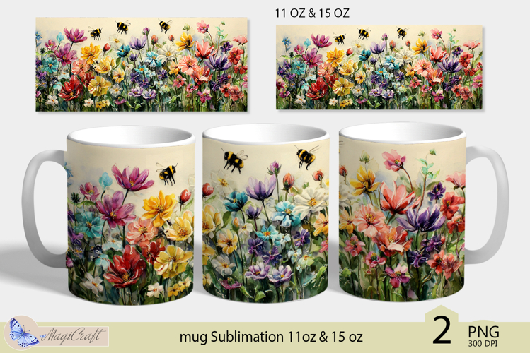 Wildflowers mug Sublimation|flowers mug 11oz 15oz| Flora mug