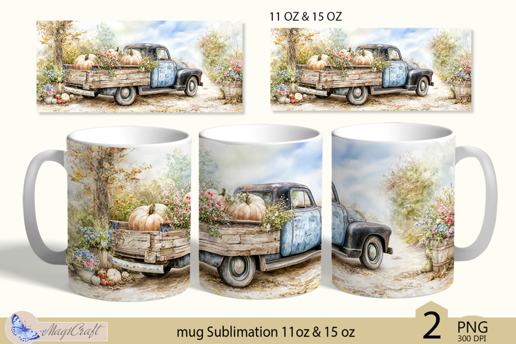 Thanksgiving truck mug Sublimation|Pumpkin mug 11oz 15oz