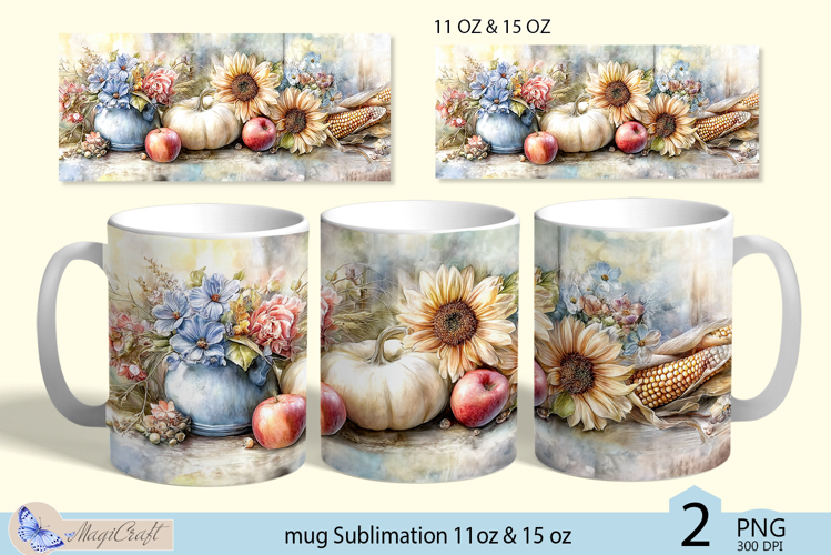 Thanksgiving mug Sublimation|Pumpkin mug 11oz 15oz|sunflower
