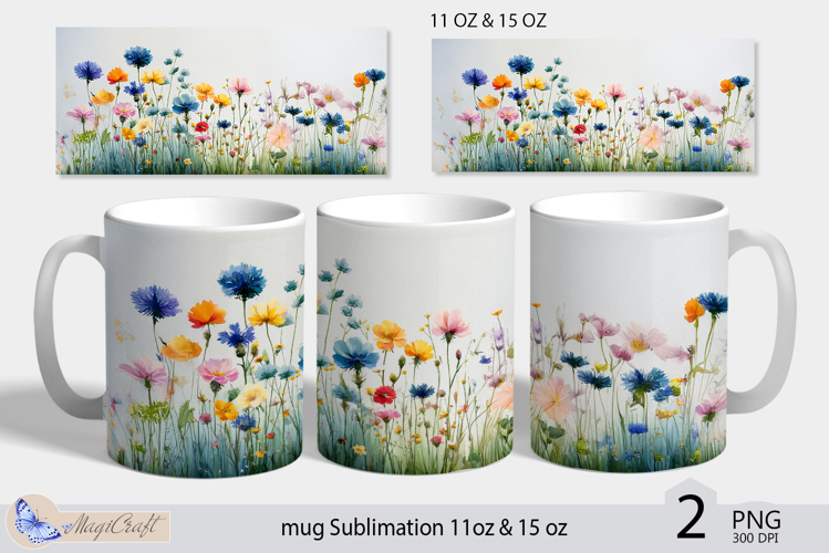 Wildflowers mug Sublimation|flowers mug 11oz 15oz| Flora mug