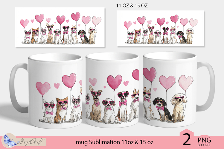 Dogs mug wrap Sublimation|mug 11oz 15oz| valentines day mug
