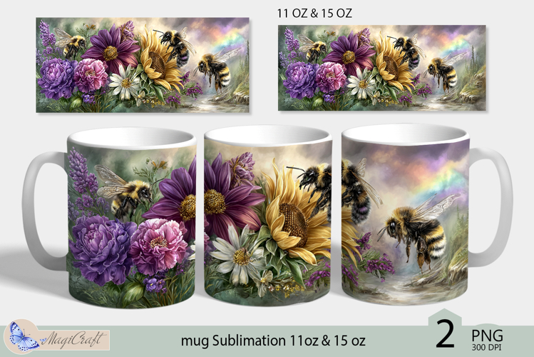 Sunflowers mug Sublimation|flowers mug 11oz 15oz| Flora| bee