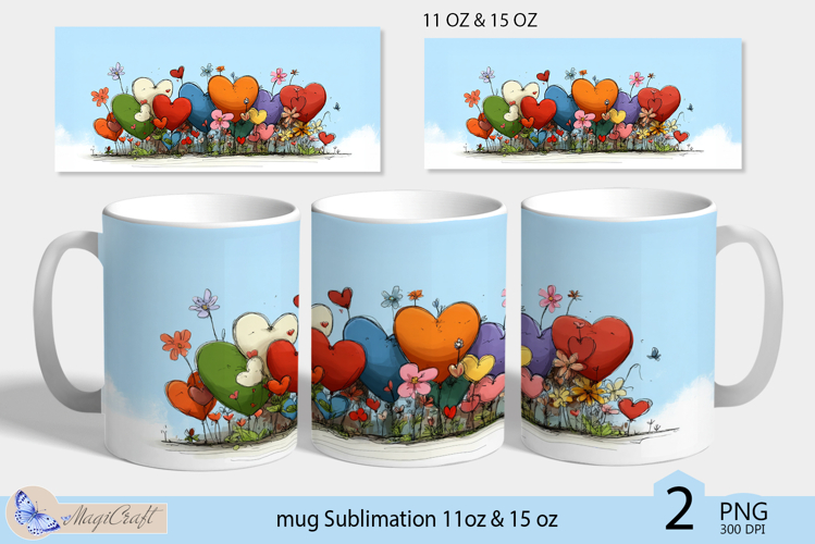 Valentines day mug Sublimation|hearts mug warp 11oz 15oz