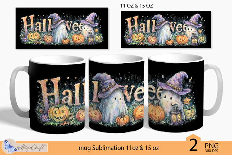 Halloween Mug Wrap Sublimation|ghost print|31 october witch