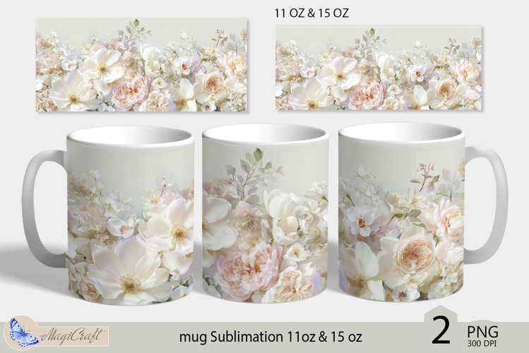 Flowers mug Sublimation|flowers mug 11oz 15oz| Flora mug