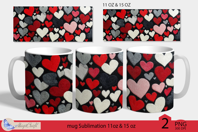 Valentines day mug Sublimation|knitted hearts mug 11oz 15oz