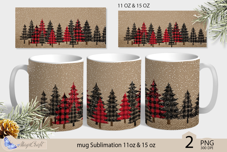 Christmas tree Mug Sublimation| Design Mug Wrap 11oz 15oz