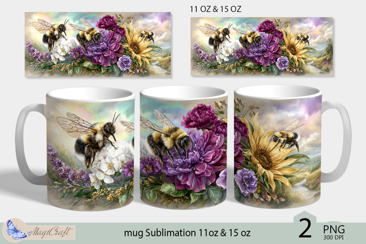 Sunflowers mug Sublimation|flowers mug 11oz 15oz| Flora| bee