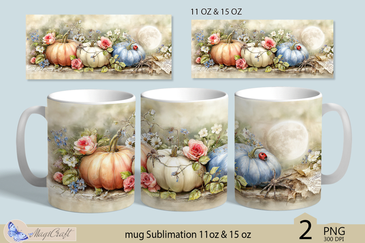 Halloween mug Sublimation|Pumpkin mug 11oz 15oz|flowers
