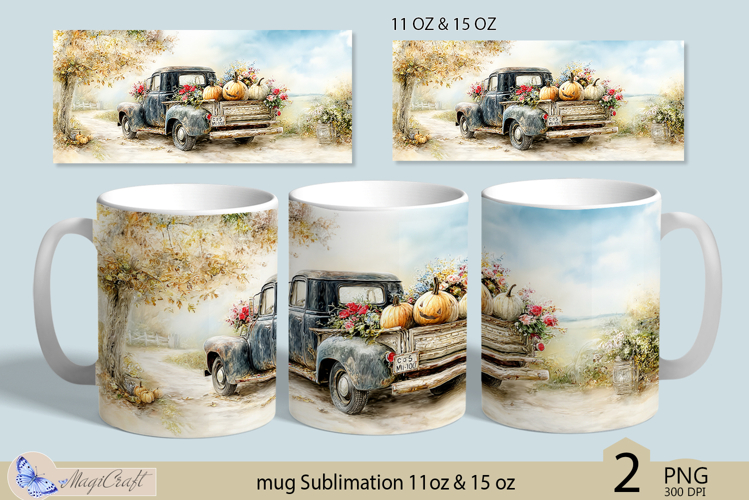Halloween mug Sublimation|Pumpkin mug 11oz 15oz|truck| fall
