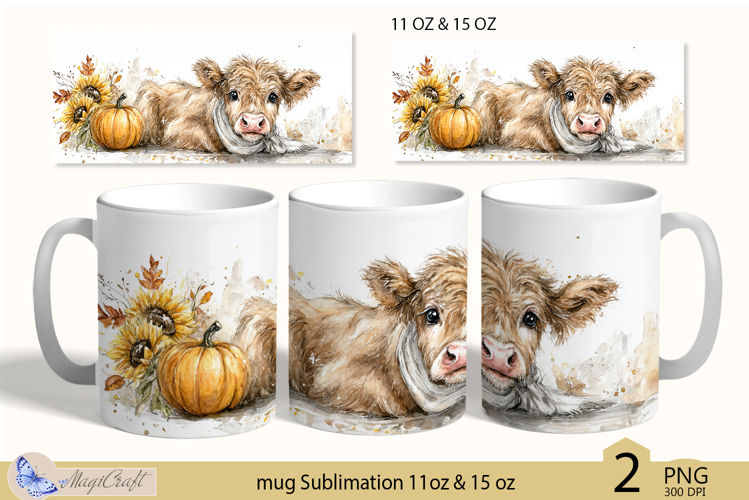 Thanksgiving cow mug Sublimation|Pumpkin mug 11oz 15oz calf