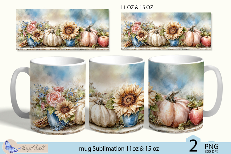 Thanksgiving mug Sublimation|Pumpkin mug 11oz 15oz|sunflower