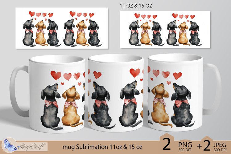 Dogs mug wrap Sublimation|mug 11oz 15oz| valentines day mug