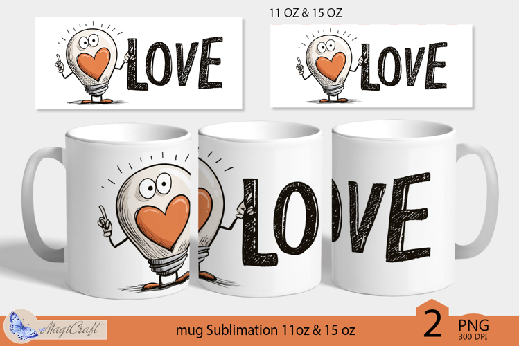 LOVE mug wrap Sublimation|love light bulb mug | valentines