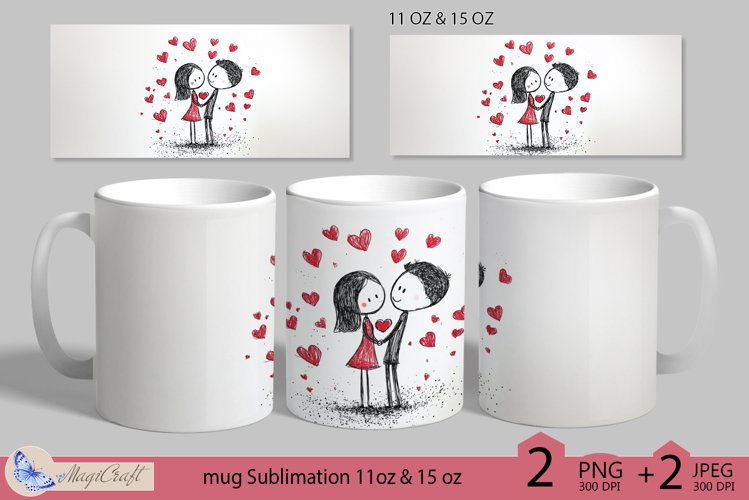 LOVE mug wrap Sublimation|LOVE mug 11oz 15oz| hearts decor