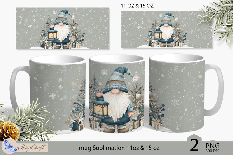 Gnome Mug Christmas Sublimation| Design Mug Wrap 11oz 15oz