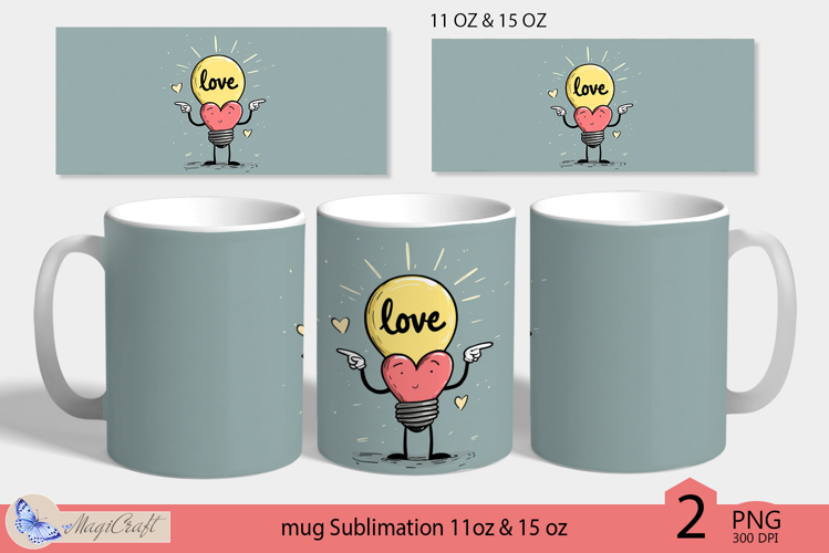 LOVE mug wrap Sublimation|love light bulb mug | valentines