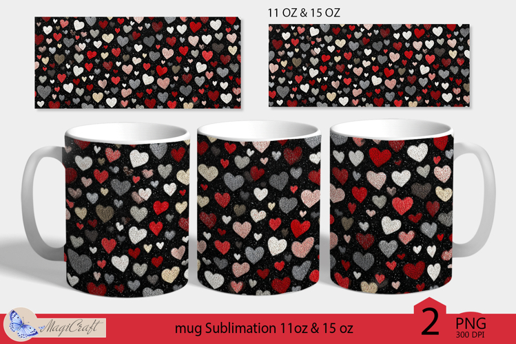 Valentines day mug Sublimation|knitted hearts mug 11oz 15oz
