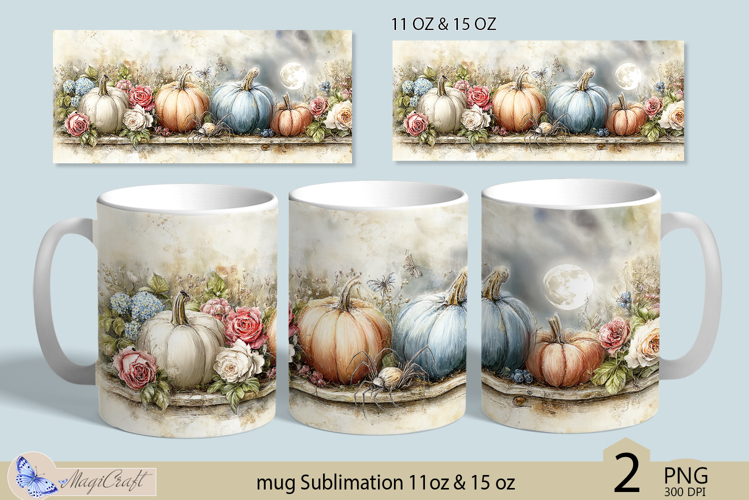 Halloween mug Sublimation|Pumpkin mug 11oz 15oz|flowers