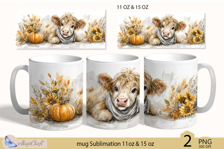Thanksgiving cow mug Sublimation|Pumpkin mug 11oz 15oz calf