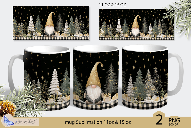 Gnomes Mug Christmas Sublimation| Design Mug Wrap 11oz 15oz