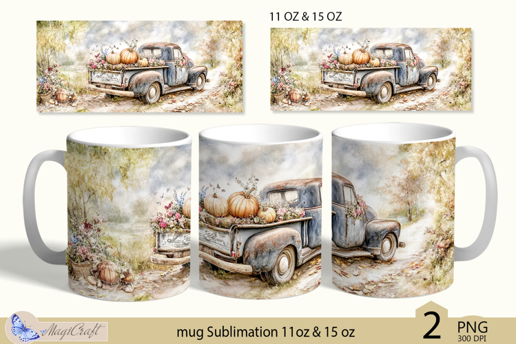 Thanksgiving truck mug Sublimation|Pumpkin mug 11oz 15oz