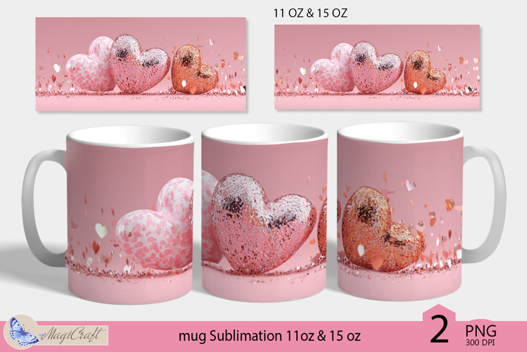 Valentines day mug Sublimation|heart sequins mug 11oz 15oz