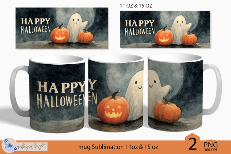 Happy Halloween Ghost Mug Wrap Sublimation|pumpkin|Ghost