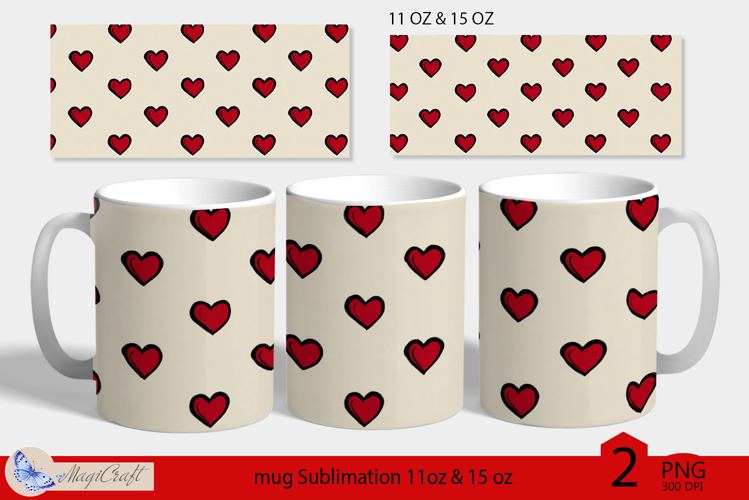 Valentines day mug Sublimation|hearts mug 11oz 15oz| love