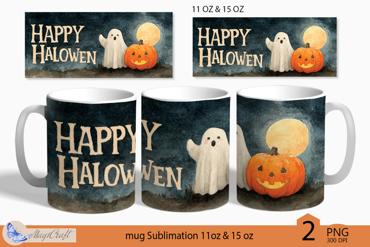 Happy Halloween Ghost Mug Wrap Sublimation|pumpkin|Ghost
