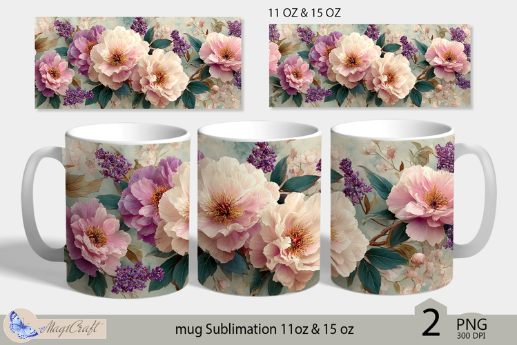 Beige roses mug Sublimation|flowers mug 11oz 15oz| Flora mug