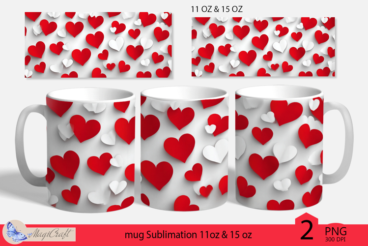 Valentines day mug Sublimation|hearts mug 11oz 15oz| hearts